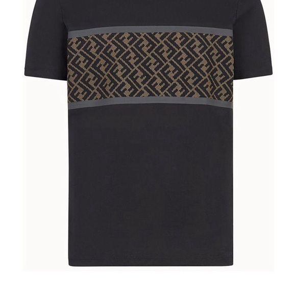 Fendi Black and Brown Short Sleeve Tee with Geometric Design - Picture 1 of 7